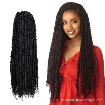 Hot 24Inch Ombre Black Brown Long Pre-Twisted Spring Bomb Braids Bulk Passion Twist Crochet Braiding Synthetic Hair Extensions